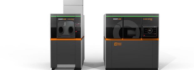 Concept Laser M Line Factory      The M Line Factory - On the left, the PCG processing unit and on the right, the PRD production unit - Concept Laser