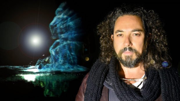 Eyal Gever      Eyal Gever, the creative mind behind the #Laugh project, stands with his 'Waterdancer' installation - Eyal Gever