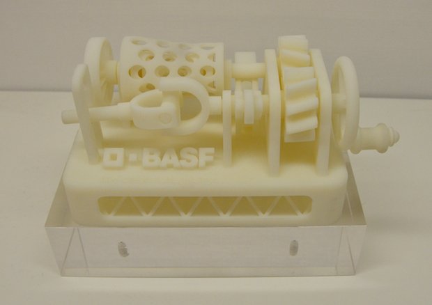 Working gear mechanics printed in BASF’s Ultrasint PA6 X028 in one piece.