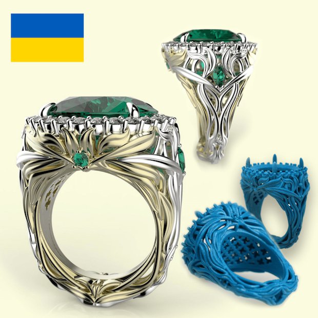 Solidscape Baselworld Design Comp      Anna Popovych, from Ukraine, entered her ‘Drop of Freedom’ ring which won the Platinum Award for Jewellery for its aesthetic and technical merits.