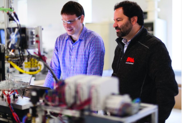 CEO Ric Fulop (right) and Materials Research Scientist Uwe Bauer in Desktop Metal’s R&amp;D lab