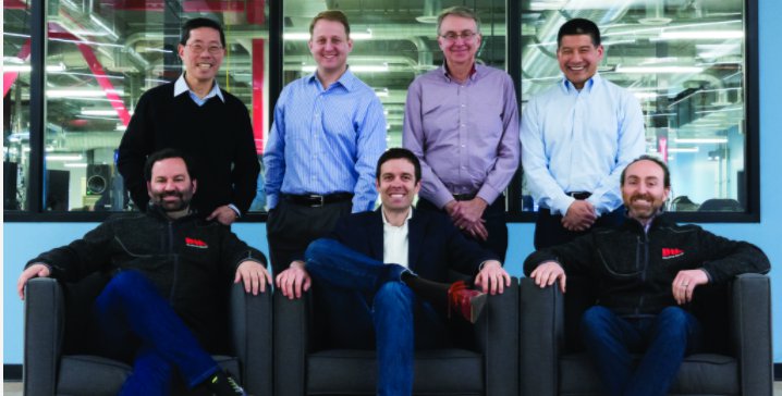 Desktop Metal co-founders (front left to right: CEO Ric Fulop, A. John Hart, Jonah Myerberg; standing left to right: Yet Ming-Chiang, Chris Schuh, Ely Sachs, Rick Chin)