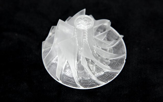 Master model for turbo impeller, 3D printed by stereolithography