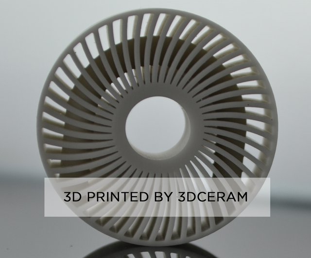 Heat exchanger printed on C900 FLEX by 3DCeram with internal channel in Aluminium Nitride