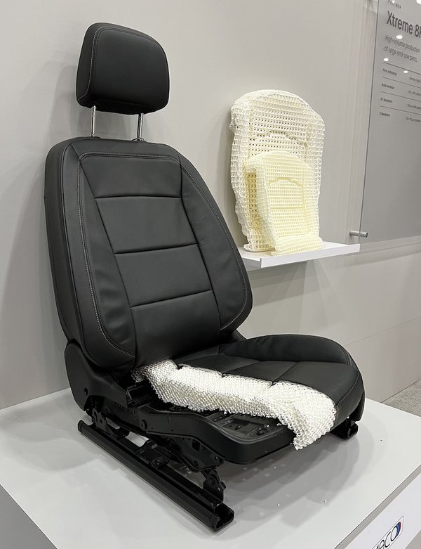 Inside 3D printed FreeFoam car seat cushion