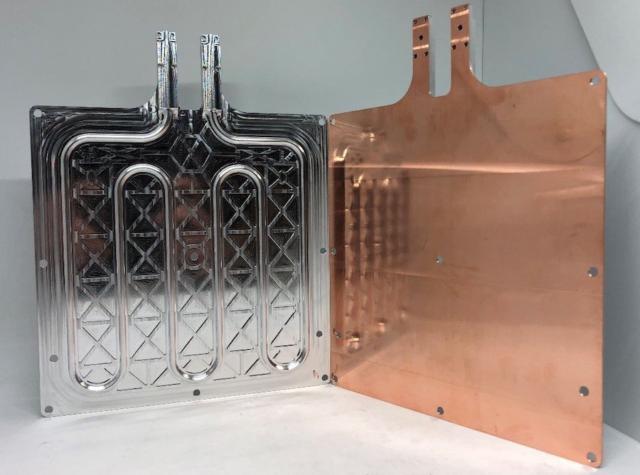 3D printed radiator for a CubeSat combining aluminium andcopper using AM techniques that employ ultrasonic welding. (Credit: Fabrisonic LLC)