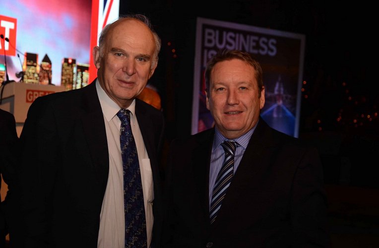 Renishaw's Rhydian Pountney and Vince Cable MP