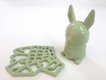 Avocado green ceramic bunny from Shapeways