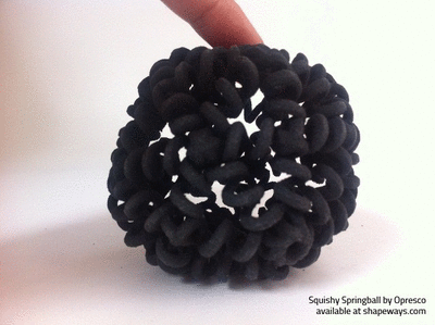 Squishy: 3D prited 'black elasto' plastic from Shapeways