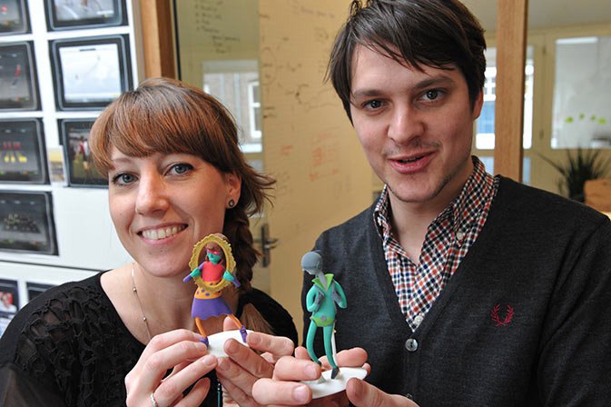 Deborah Scheffers and Harm Wimmenhove with their figures