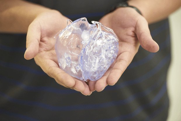 A model of a heart 3D printed using Somos materials
